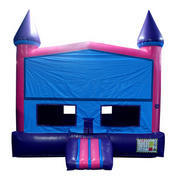 Pink and blue modular castle bounce house/ w basketball goal Pink and blue modular castle bounce house/ w basketball goal